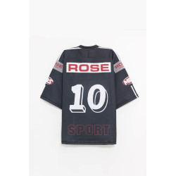 MARTINE ROSE BLACK GREY OVERSIZED HOCKEY T SHIRT